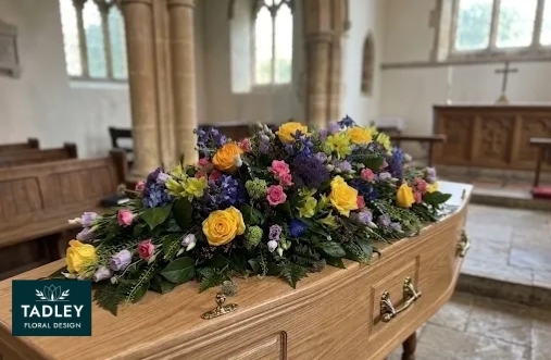 Country Mixed Coffin Spray Bright Colours 